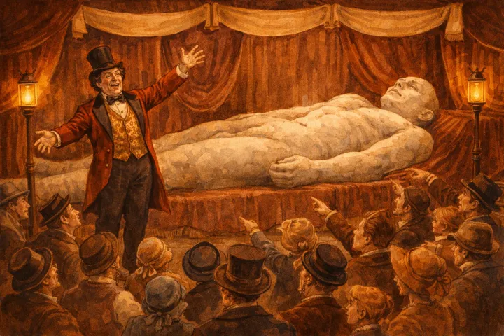 An imagined showman and giant display