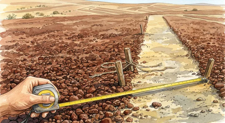Illustration: A simplified illustration of surface stones being cleared to expose lighter ground