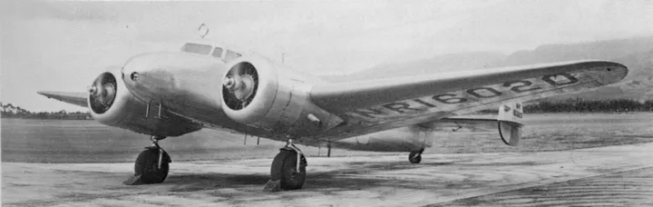Photograph: A historical photograph of Earhart’s Lockheed Electra, with the registration NR16020 visible on the wing. It records the aircraft, not its final location.