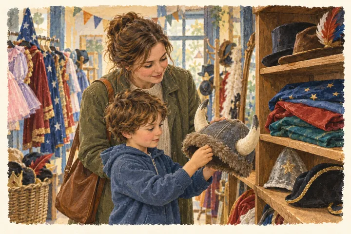 An imagined modern costume shop