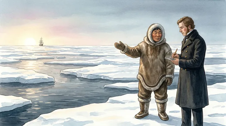 Illustration: An imagined conversation. Inuit observations helped searchers understand the expedition’s fate; prejudice led some people to dismiss valuable accounts.