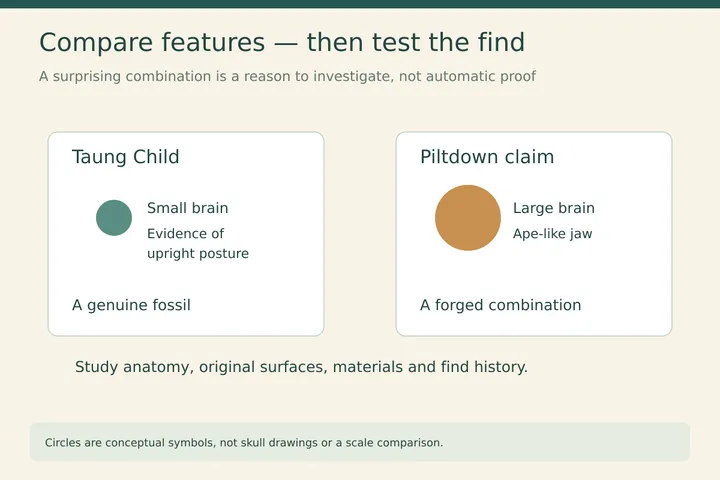 Compare features — then test the find. A surprising combination is a reason to investigate, not automatic proof