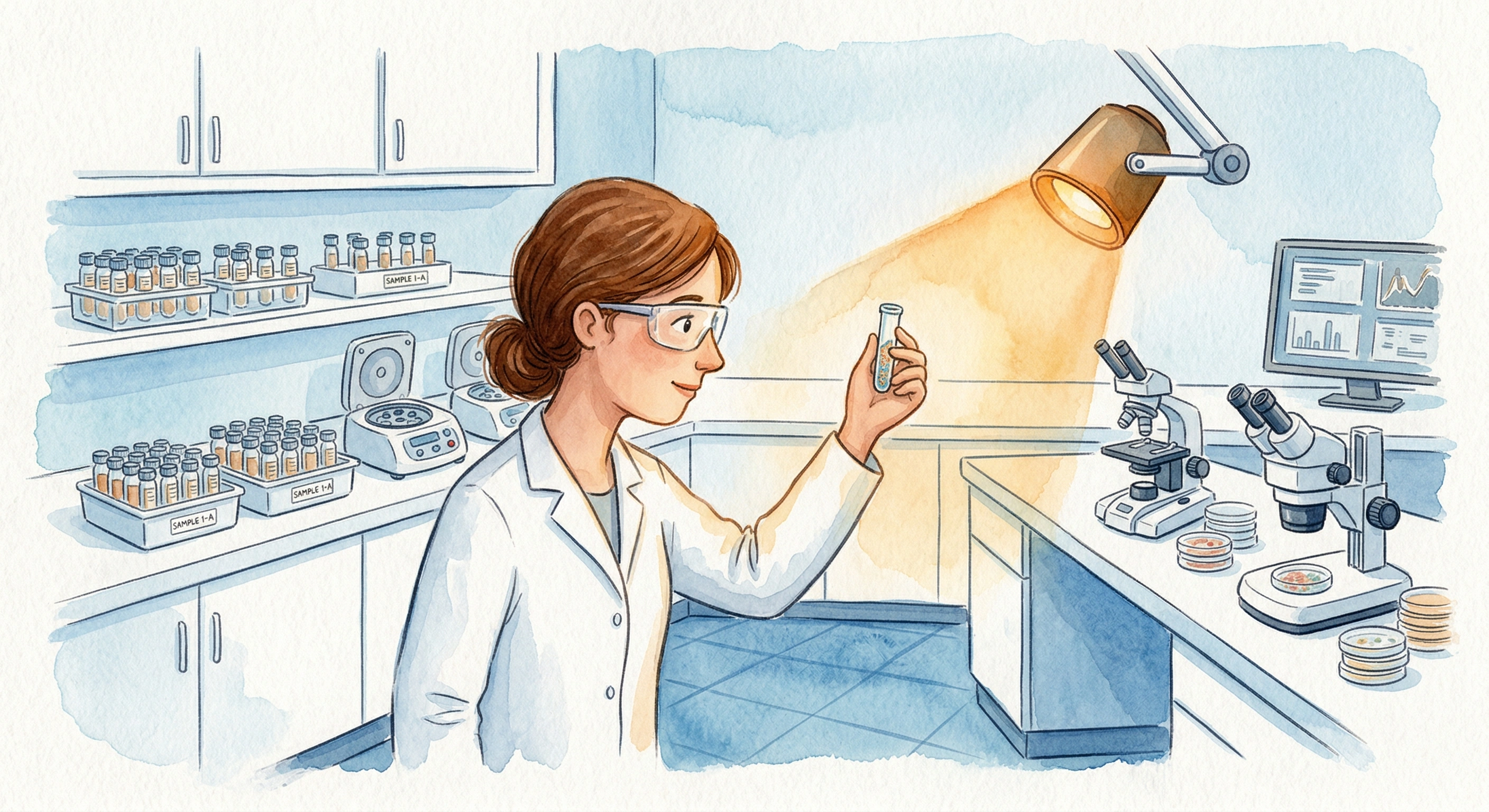 A forensic scientist analysing DNA samples in a laboratory