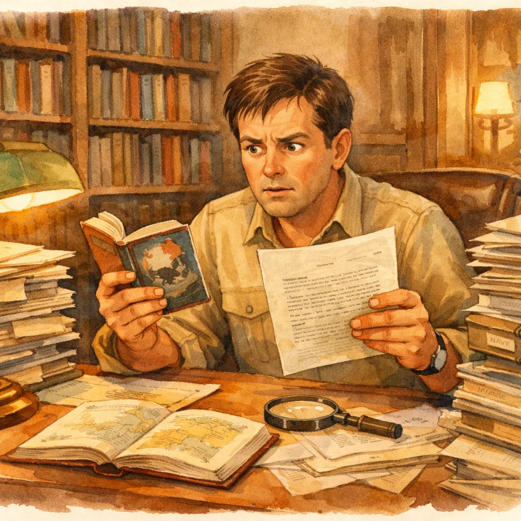 A librarian researching Bermuda Triangle cases with original records