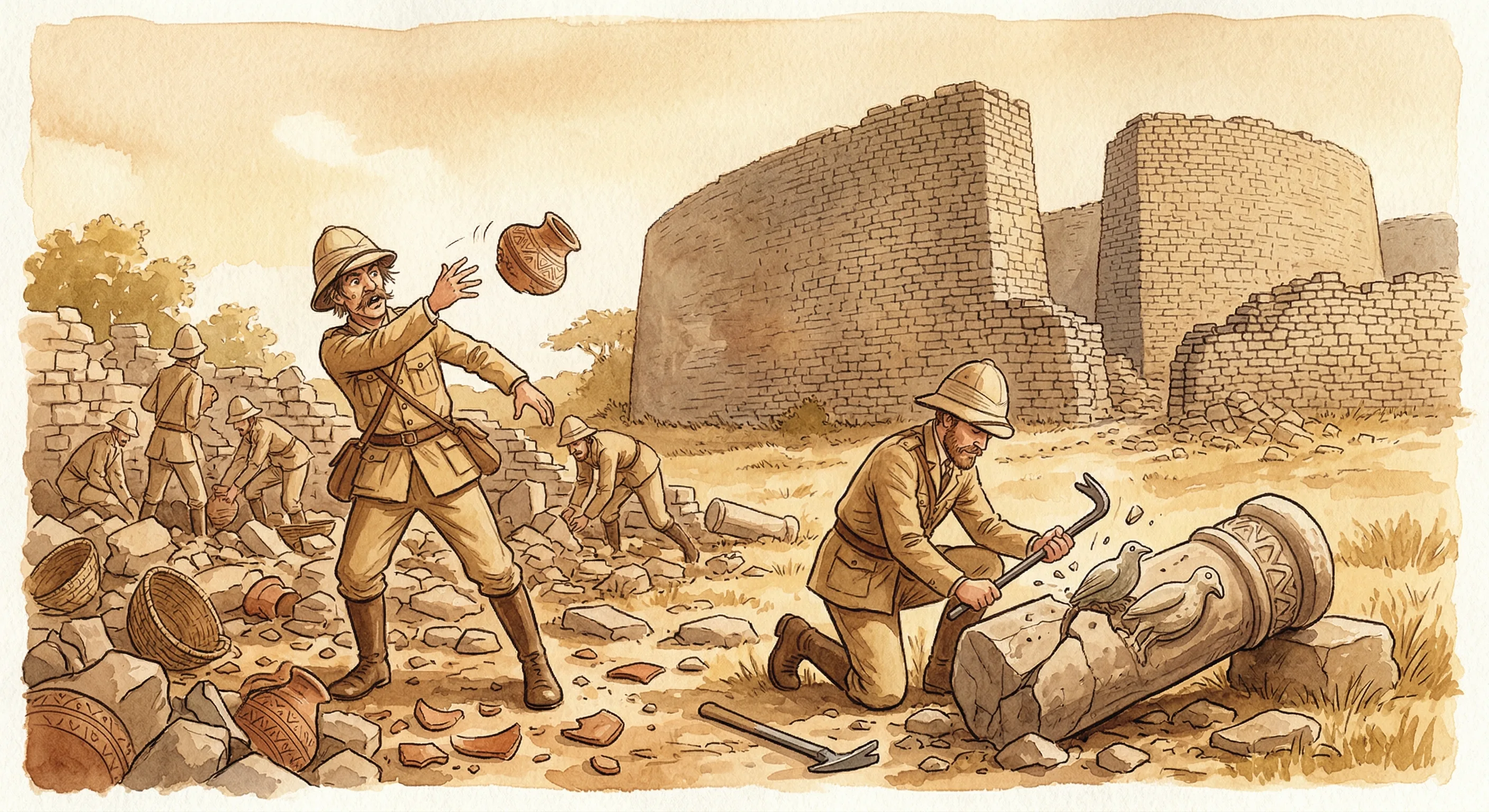 Soapstone bird carvings from Great Zimbabwe, stylised figures that are now Zimbabwe's national emblem