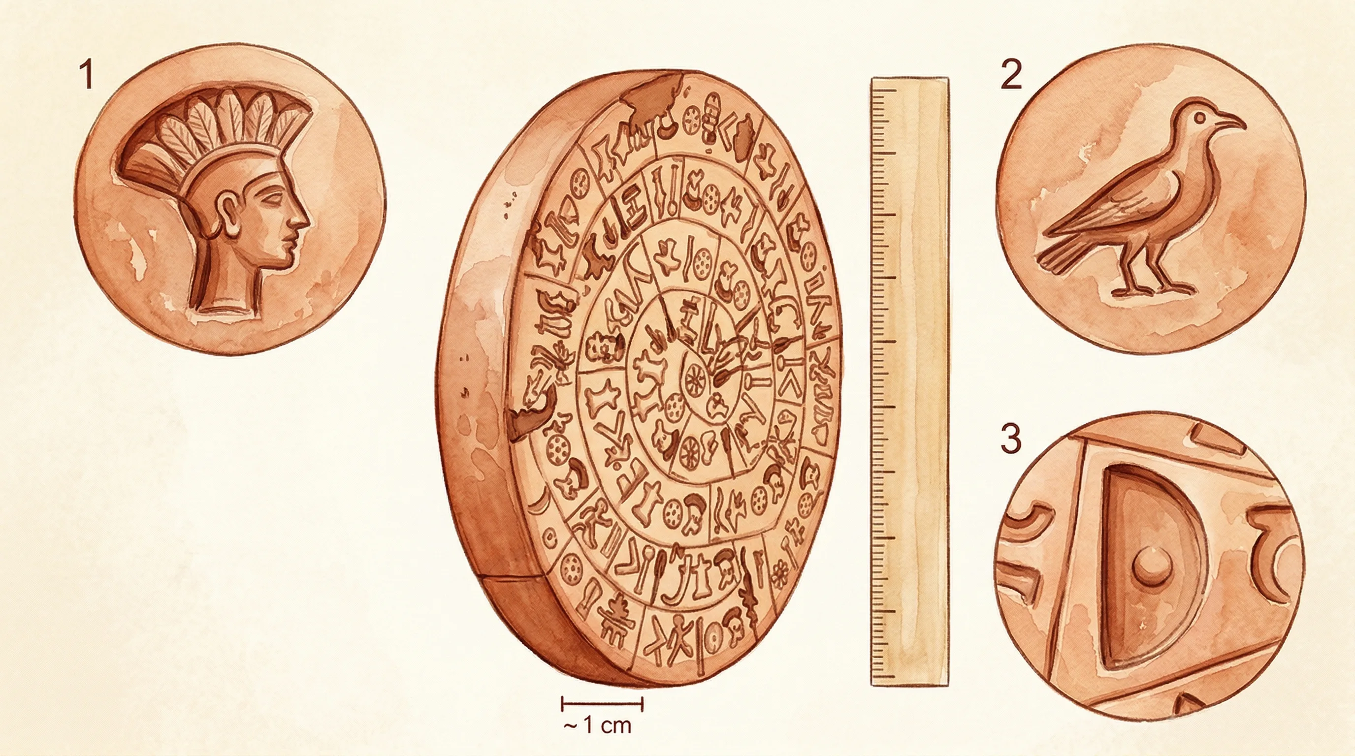 Cross-section diagram of the underground room where the disc was found, with archaeological layers labelled