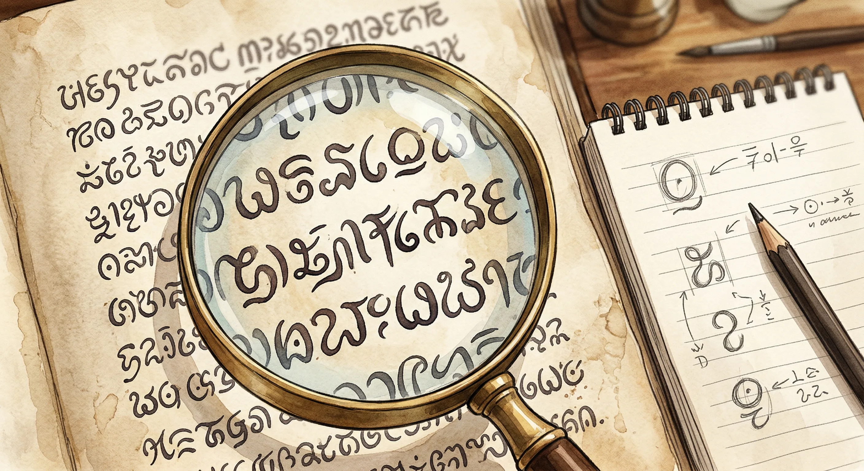 Close-up of Voynich script showing ink strokes and character details